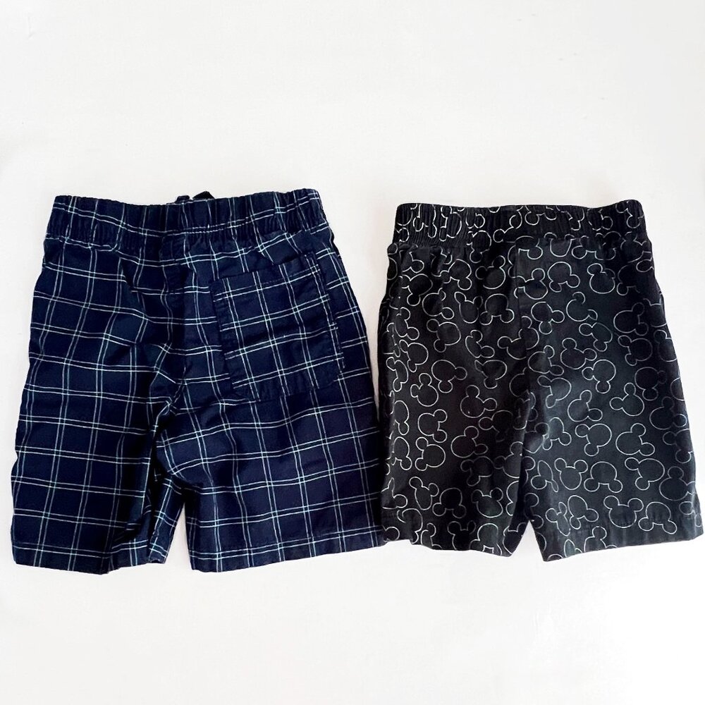 2 Pair Toddler Boys Shorts Disney Mickey and Cat and Jack Plaid Size 2T